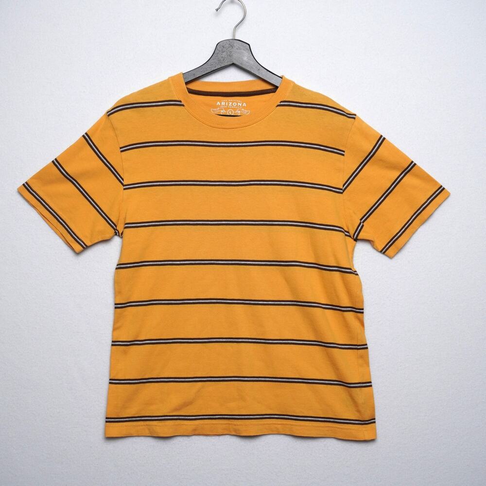 Arizona Jean Co. Y2K Yellow‎ Brown Striped T-shirt Youth Size L